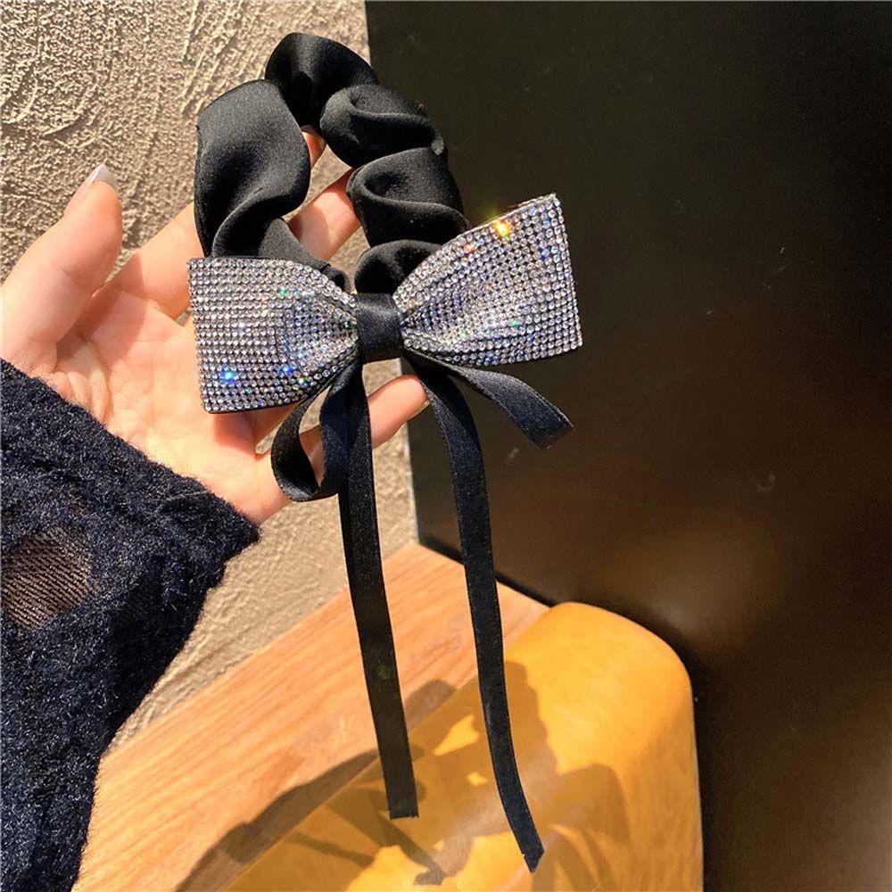 Dây Buộc Tóc Màu Đen Đính Nơ Lông Phong Cách Hàn Quốc Dễ Thương Cho Nữ