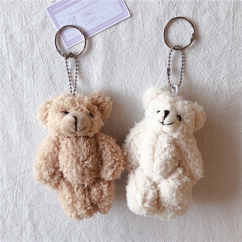 Gấu Nhồi Bông Mini Móc Khoá Hình Gấu Teddy dễ thương treo balo cute
