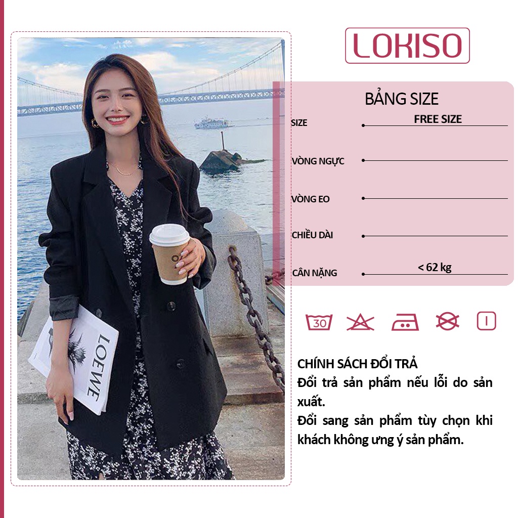 Áo blazer nữ tay dài dáng rộng công sở ulzzang bigsize LOKISO AK08