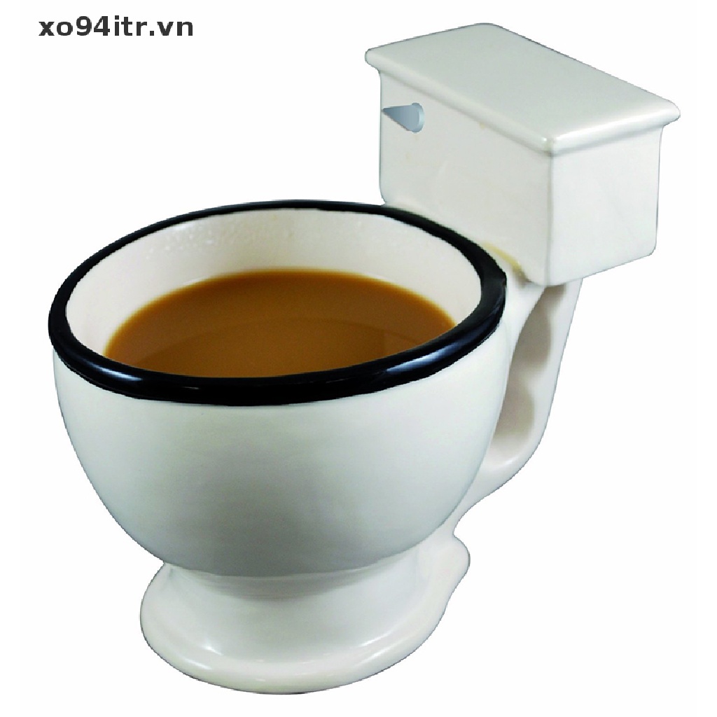 Cốc uống nước/ cà phê/ trà sữa bằng gốm sứ 300ml hình bồn cầu độc đáo tiện lợi