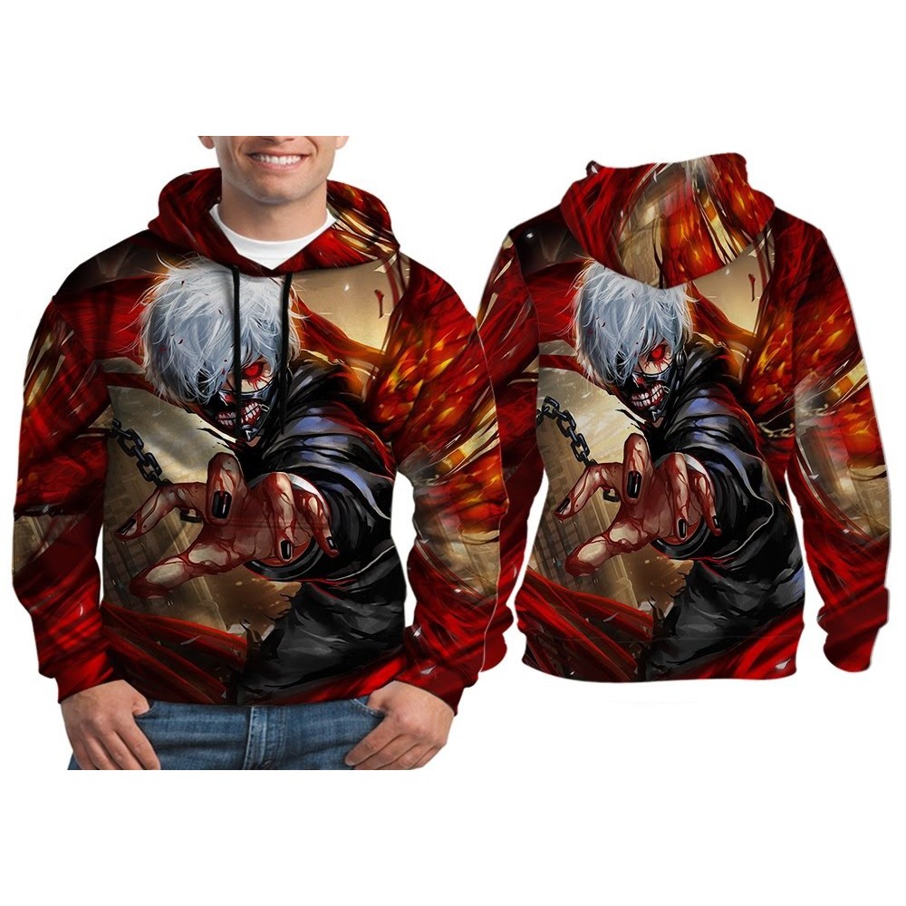 Áo Khoác Hoodie In Họa Tiết Tokyo Ghoul Ken Kaneki 2 Size S-3xl Cho Nam Và Nữ