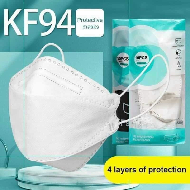 Khẩu trang y tế 4 lớp kháng khuẩn cao cấp , khẩu trang KF94 3D  - Khẩu trang 4D Hàn Quốc màu trắng xanh xám [Combo 5c]