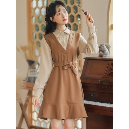 Váy đầm vintage dáng dài tiểu thư - Kèm nơ xinh Hàng Quảng Châu - ShinsamStore | BigBuy360 - bigbuy360.vn