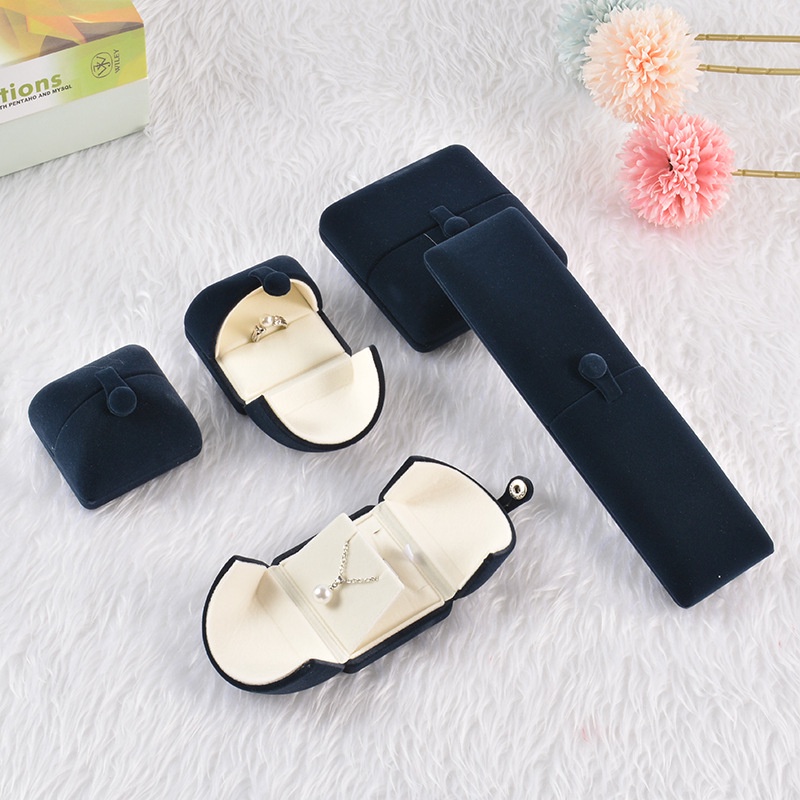 1 Hộp Đựng Nhẫn 2 Ngăn Bằng Vải Nhung Cao Cấp