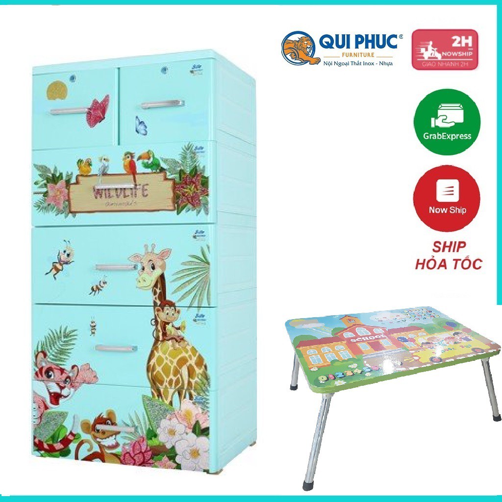 TỦ NHỰA QUI PHÚC BITE HƯƠI CAO CỔ TRẮNG TẶNG BÀN XẾP CHO BÉ- BẢO HÀNH NHỰA LÊN TỚI 10 NĂM