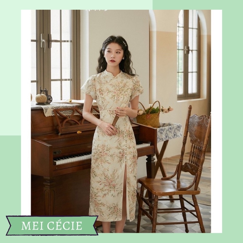 Sườn xám hoa nhí cổ điển