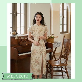 Sườn xám hoa nhí cổ điển (ảnh thật)