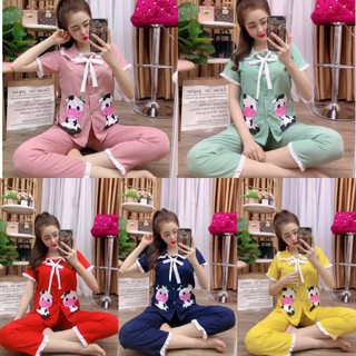 ❤️bò sữa kute ❤️bộ tiểu thư in hình bò sữa