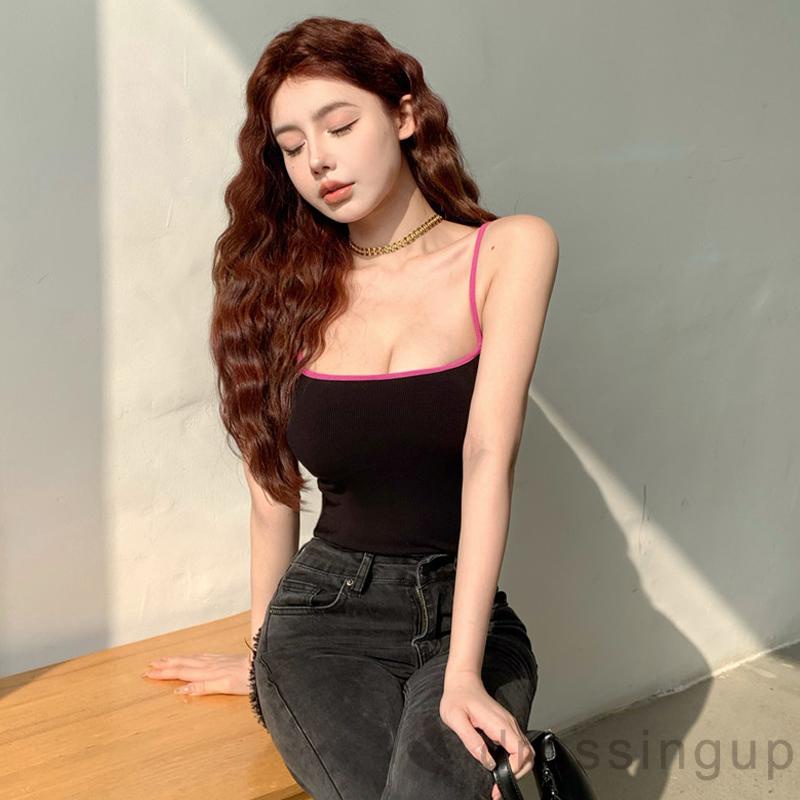 Áo Hai Dây Màu Sắc Tương Phản Thời Trang Mùa Hè Cho Nữ