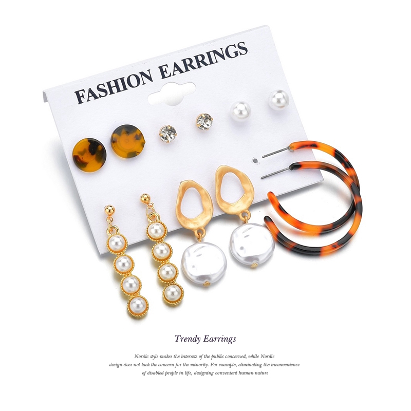 6 pair/set vintage elegant Women Earrings Sets/ Tassel Imitation Pearl Earrings pendant/ multiple styles Pendant Earrings Set