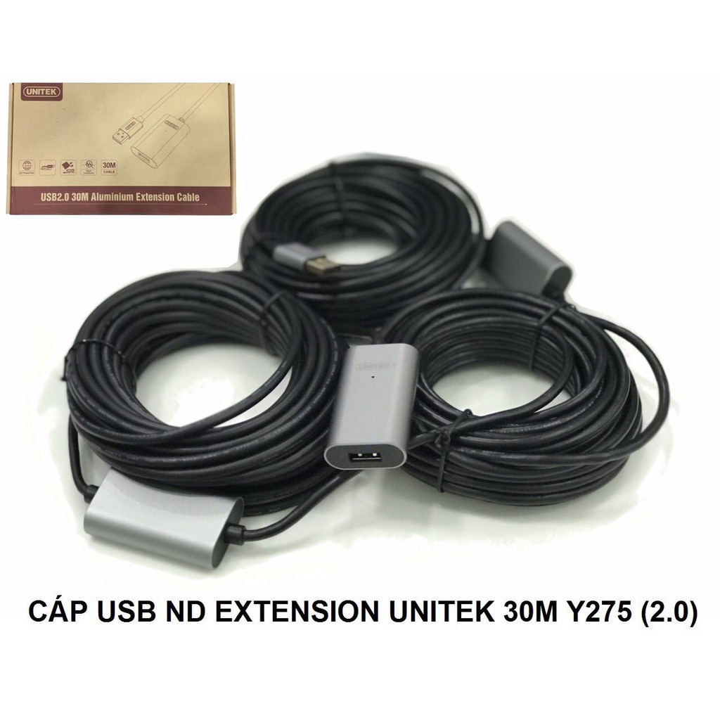 Cáp Usb nối dài Unitek 30m Y 275, 40m Y 276 có chip IC khuếch đại USB nối dài Extension