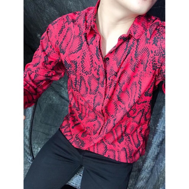 Áo sơ mi da trăn đỏ hot