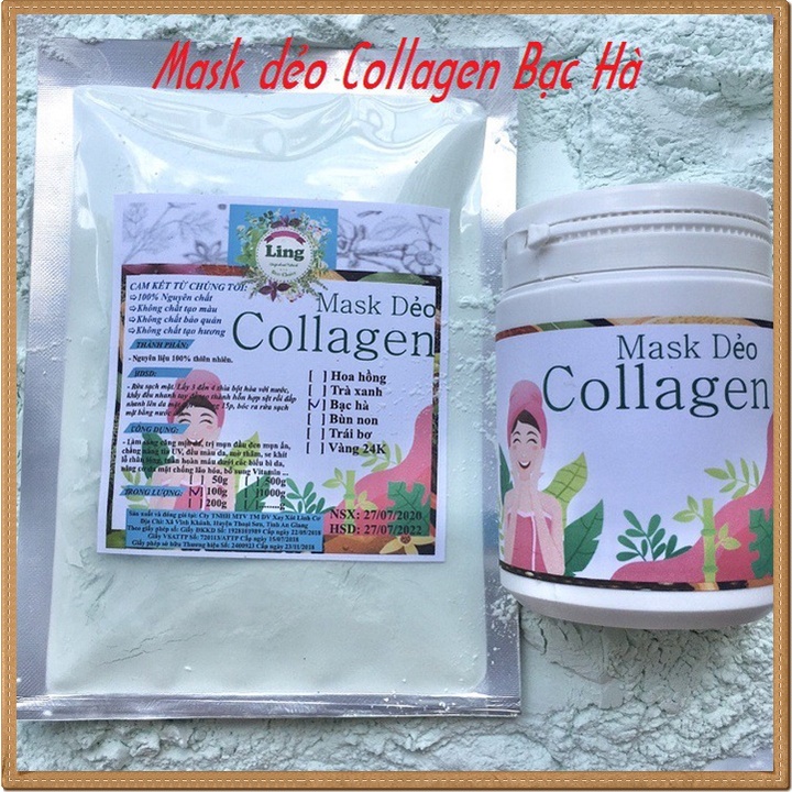 Mask dẻo 200g Bạc Hà Collagen Ling Có giấy VSATTP giấy ĐKKD nhiều công dụng