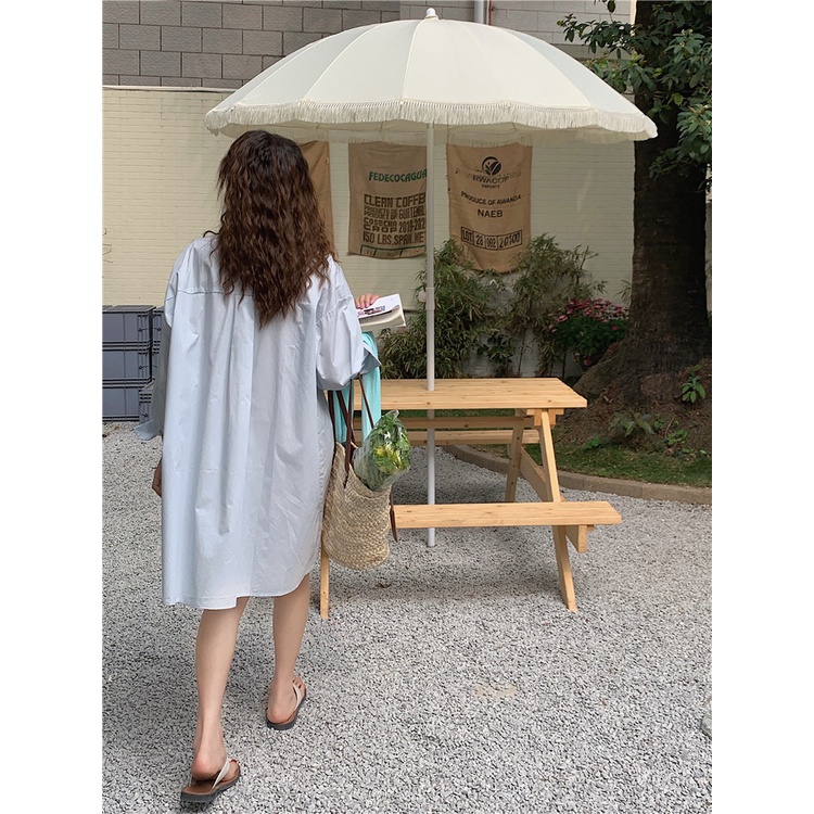 SUXI Áo Sơ Mi Cotton Tay Dài Dáng Rộng Chống Nắng Phong Cách Hàn Quốc Thời Trang Cho Nữ