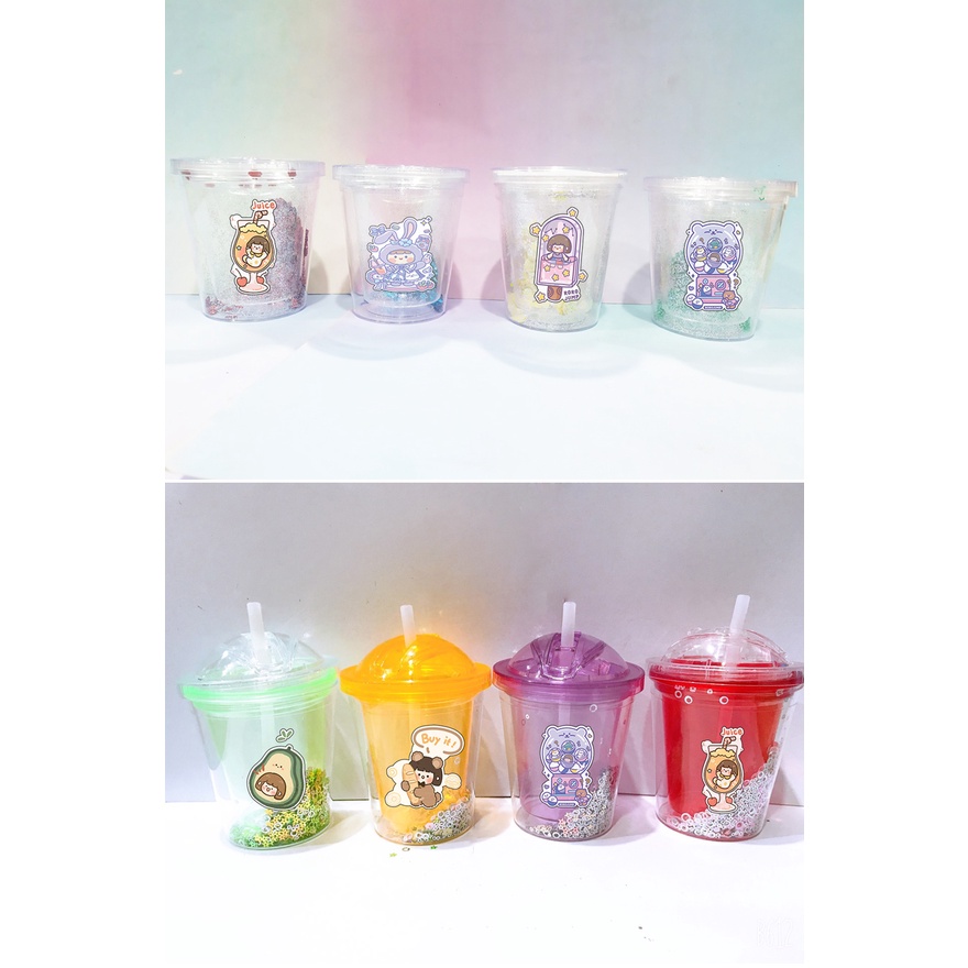 cốc 2 lớp hoppang roro jump kim tuyến CNKI35 cốc giữ nhiệt ly 2 lớp cốc làm lạnh dễ thương 500ml