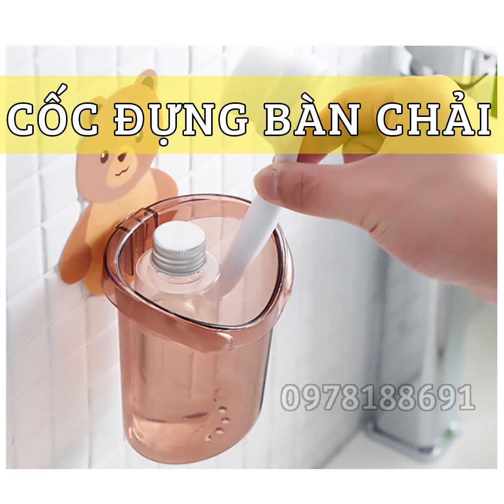 Cốc Đựng Bàn Chải Đánh Răng Dán Tường Hình Gấu Đáng Yêu