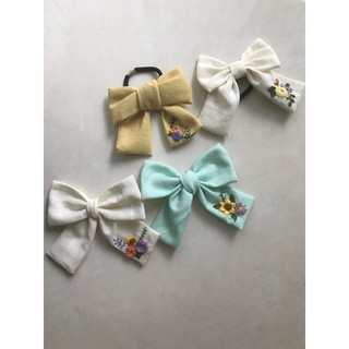 Nơ cột tóc thêu tay Nơ tiểu thư handmade