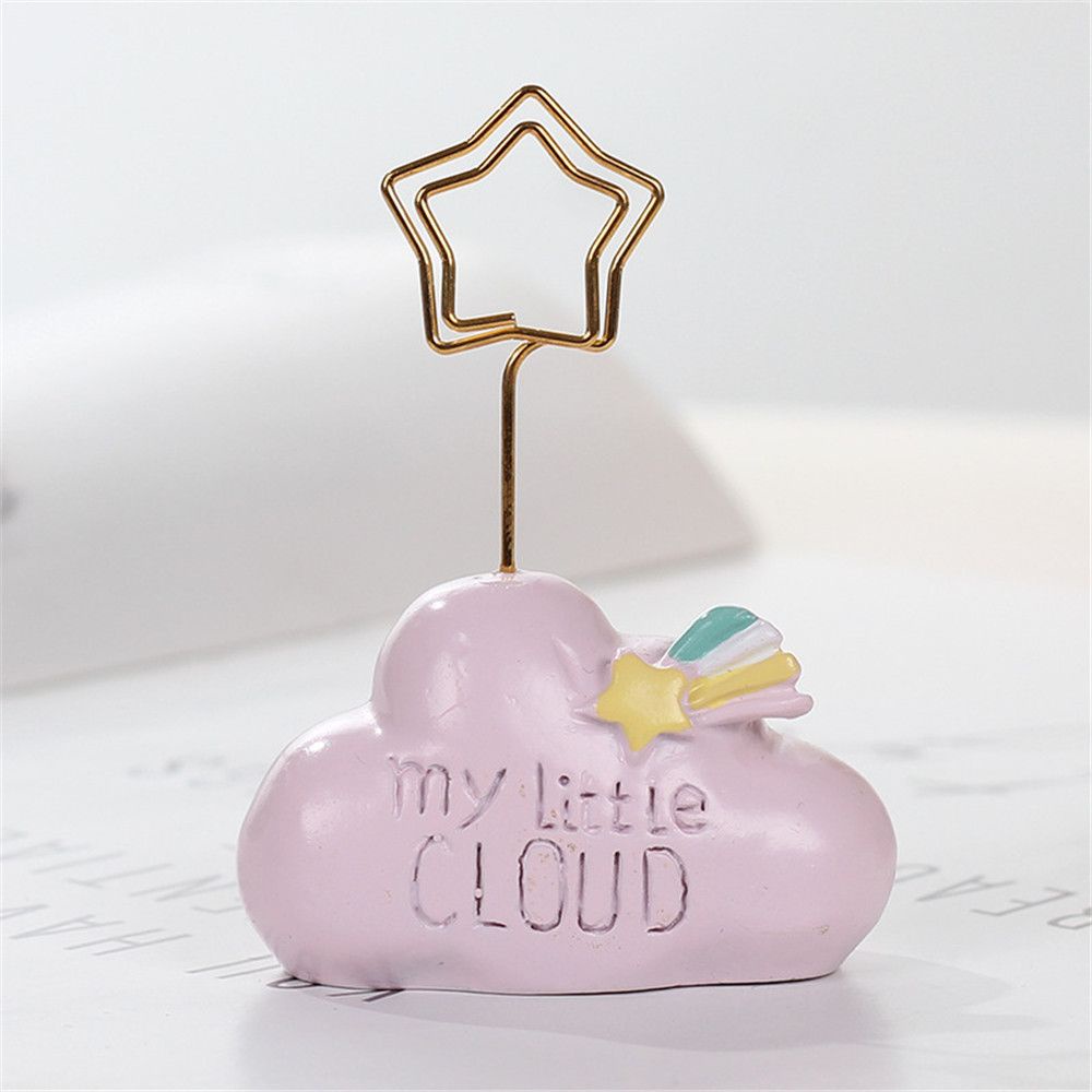 Giá đỡ kẹp hình ảnh/ giấy note bằng nhựa resin hình đám mây màu cầu vồng dễ thương trang trí bàn tiệc cưới