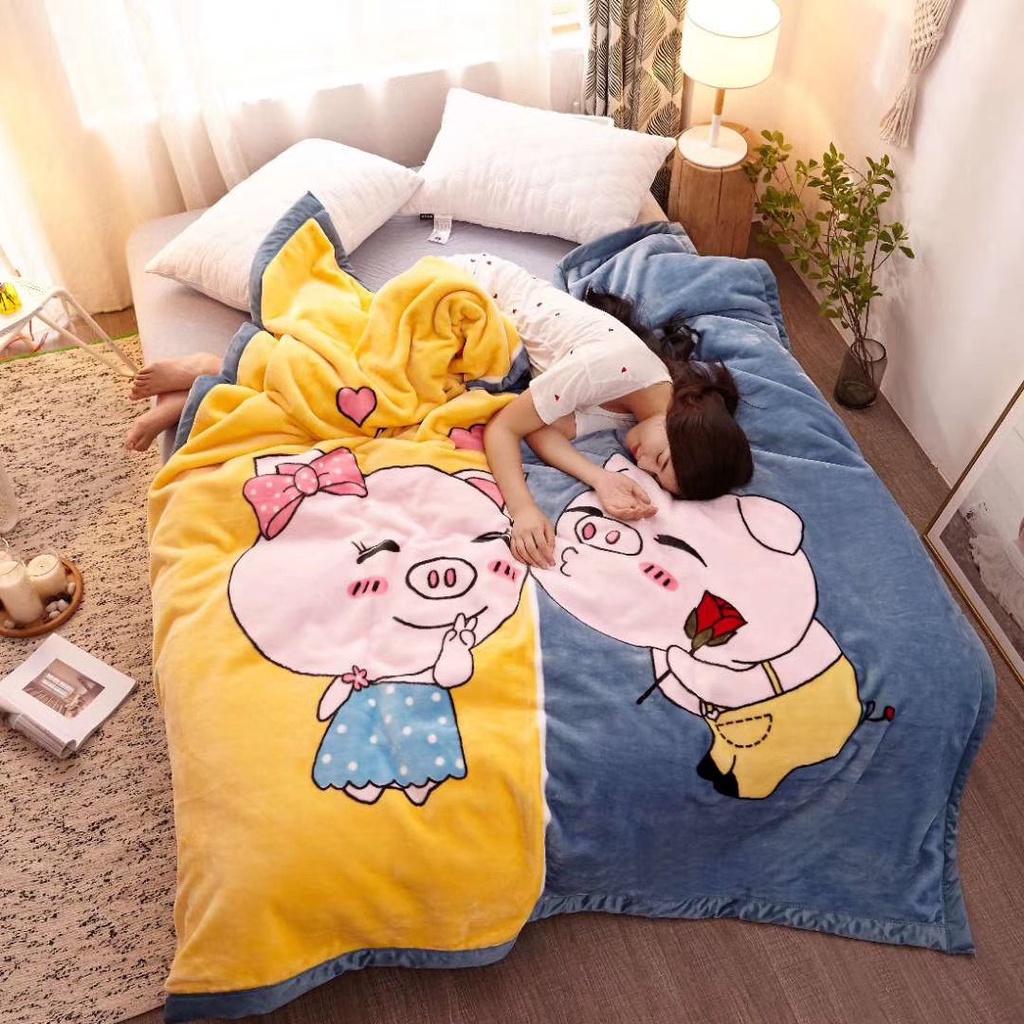 Chăn siêu tuyết nhung 3D đáng yêu dày dặn 3kg