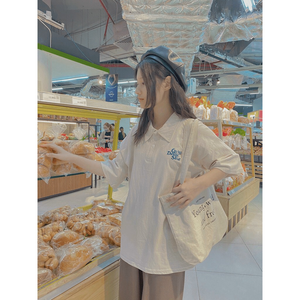 (HCM) Áo thun cổ trụ fom rộng siu xinh , thời trang xinh xỉu , phong cách hàn quốc KME FASHION