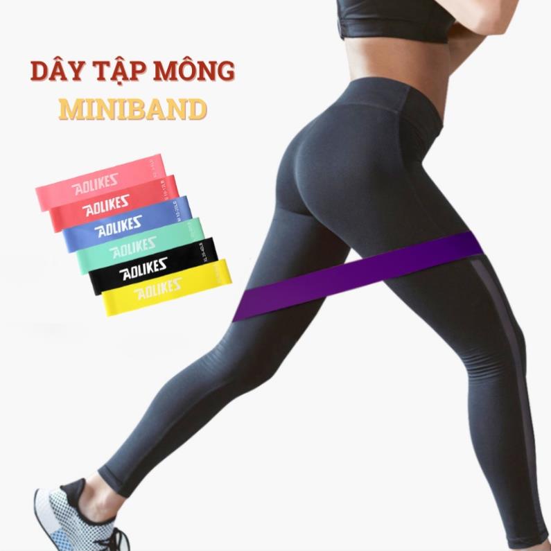 Sét 6 Dây kháng lực tập mông mini band, miniband Aolikes đai kháng lực tập chân, đùi, gym tại nhà