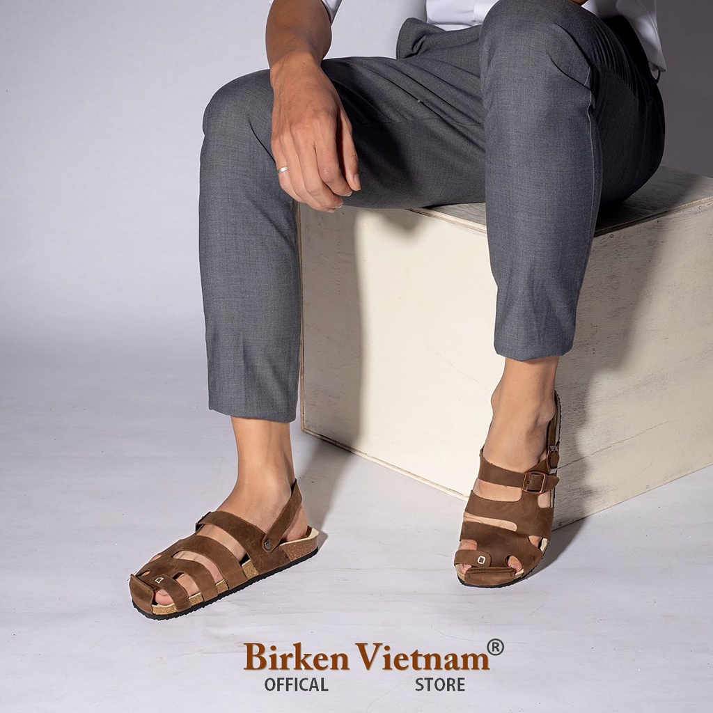 MÃ Rọ DA BÒ THẬT Có Quai Hậu Đế Trấu Unisex Birken VietNam Bioline