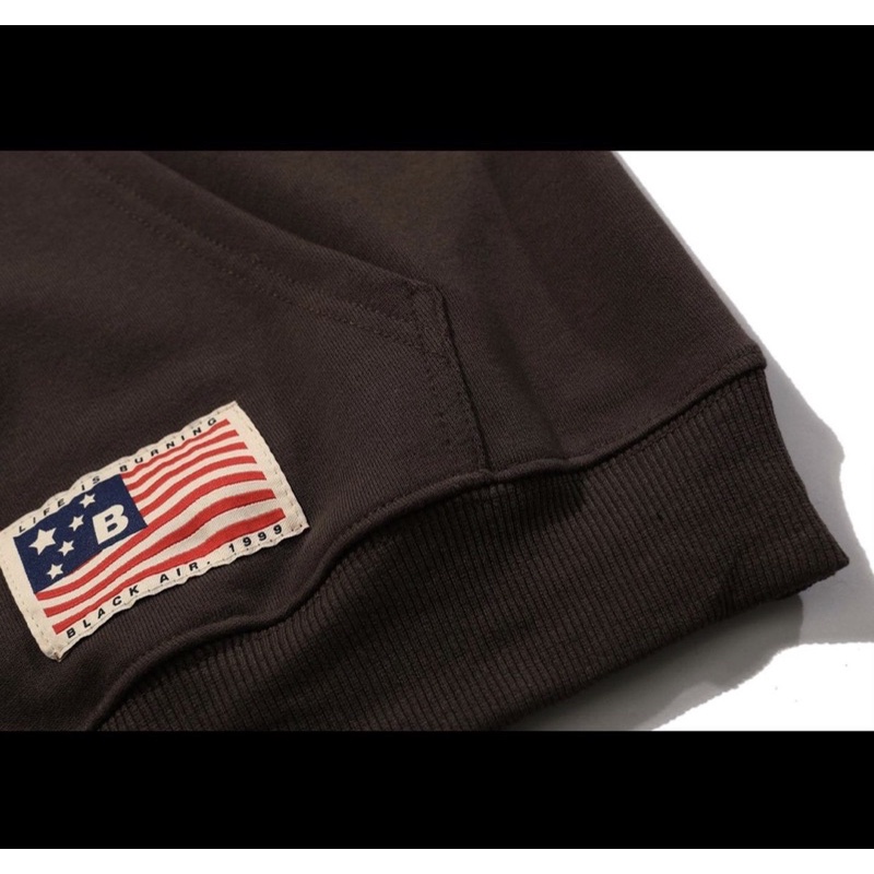 Áo hoodie nỉ chân cua Black air chính hãng thêu 100% màu nâu và đen