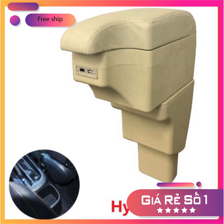 Hộp tỳ tay ô tô cao cấp Hyundai i10 tích hợp 6 cổng USB D