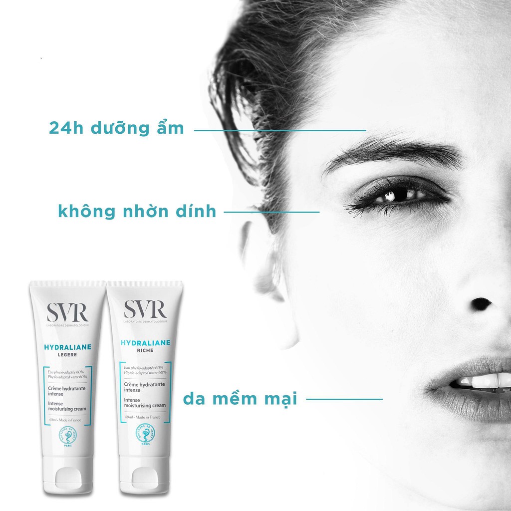 Kem dưỡng ẩm cho da thường và da hỗn hợp SVR hydraliane legere 40ml TẶNG mặt nạ Sexylook (Nhập khẩu)