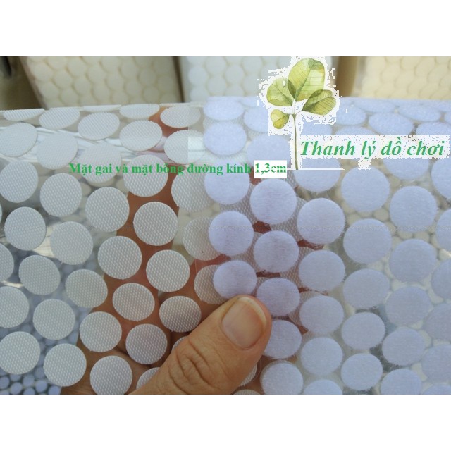 Dính gai chấm tròn có keo dán cực chắc size 10mm 13mm 15mm loại đẹp TRẮNG ĐỤC MỊN