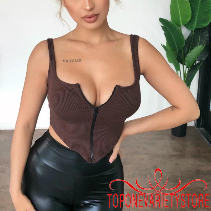 Áo Tank Top Sát Nách Phối Khoá Kéo Thời Trang Cho Nữ | BigBuy360 - bigbuy360.vn