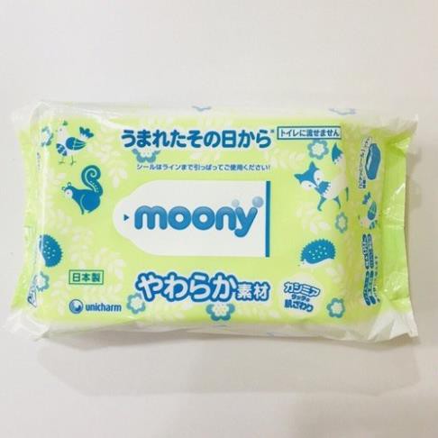 [Mẫu mới ] Khăn giấy ướt Moony gói 80 tờ không mùi cho bé