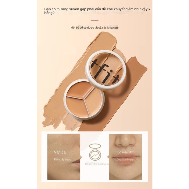 Kem che khuyết điểm TFIT ba màu che phủ các vết thâm trên khuôn mặt mụn trứng cá và quầng thâm