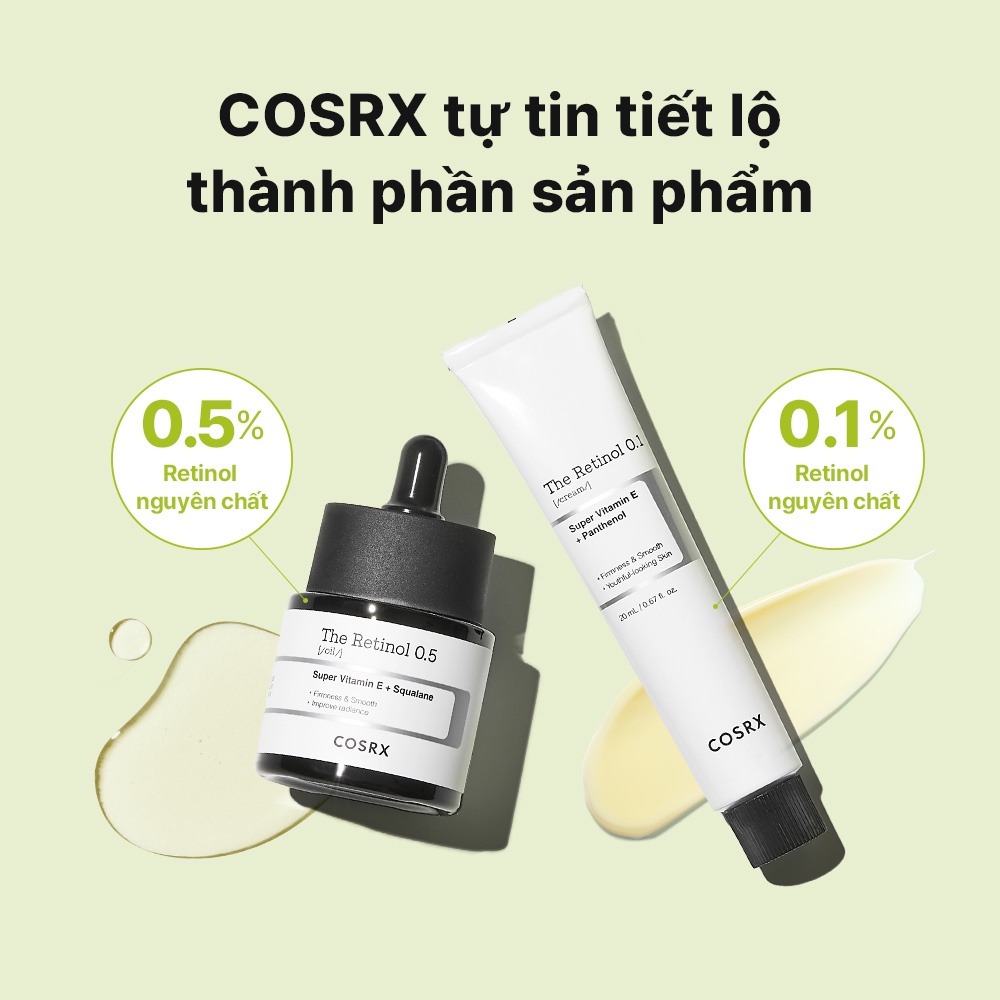 Kem dưỡng COSRX The Retinol 0.1% làm mờ nếp nhăn cho người mới dùng 20ml