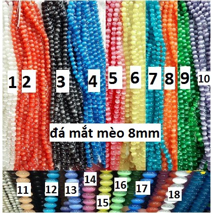 Đá mắt mèo 8mm ( 48 - 50 hạt / dây ) - Đá Phong Thủy Sỉ