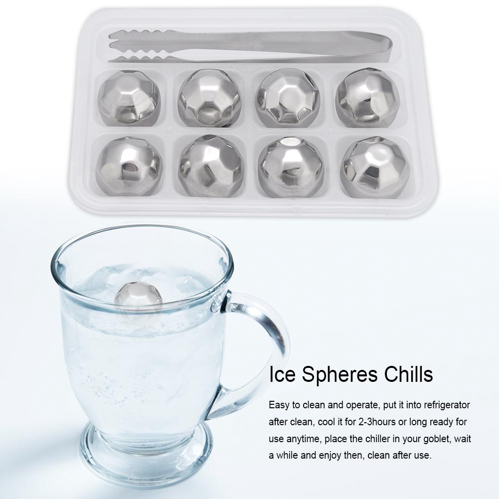 Steel Ice Sphere Chill Wine Whiskey Drink Chiller Stone Rock