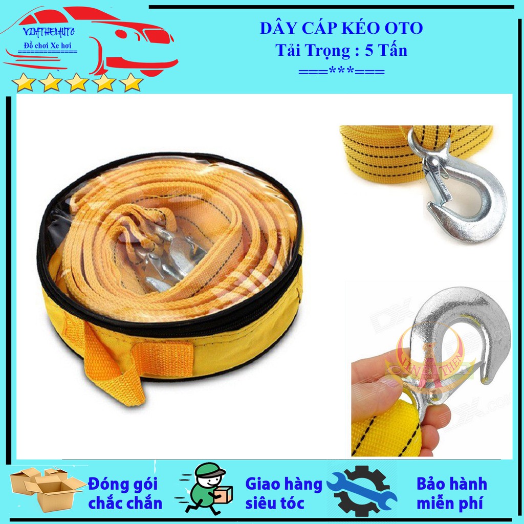 Dây Cáp Cứu Hộ Ô Tô Xe Hơi CCZZ Sợi Siêu Bền 4M - 5 Tấn (Kèm túi đựng cao cấp)