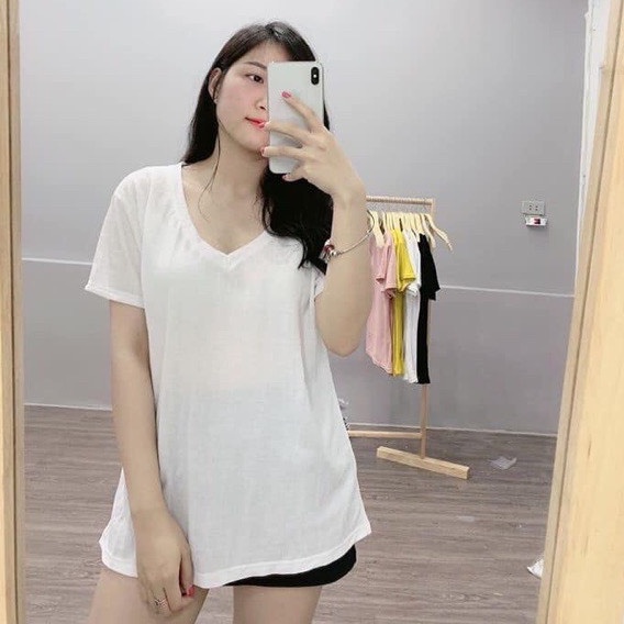 ( XẢ HÀNG ) Áo Thun Nữ Cổ Tim Chất Liệu Cotton Co Giãn Tốt A16 | BigBuy360 - bigbuy360.vn