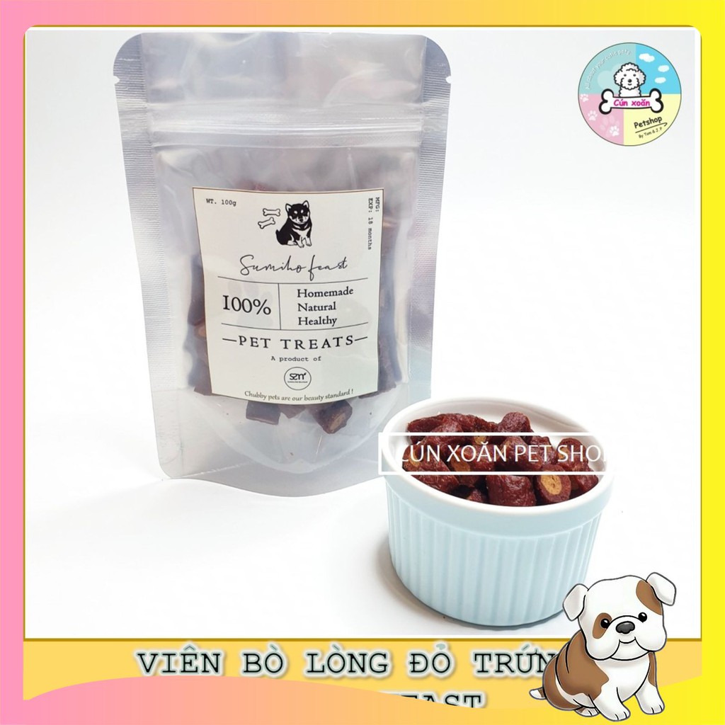 Bánh thưởng cho chó Sumiho Feast (Viên bò lòng đỏ trứng) (Túi 100gr) Thức ăn cho chó từ 2 tháng tuổi