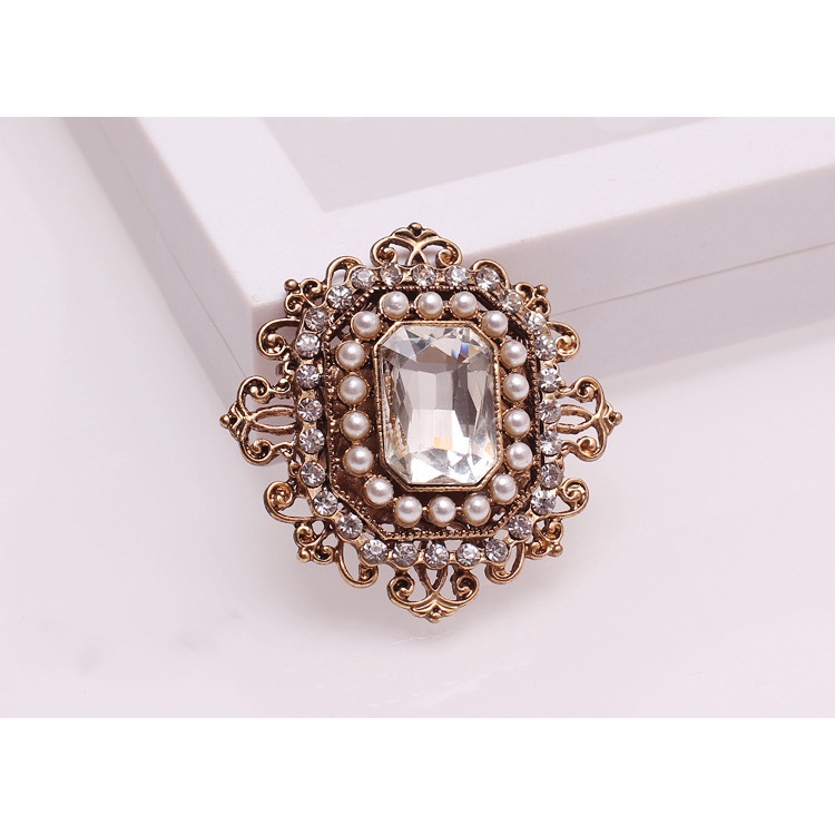 Trâm Cài Áo Hình Vuông Đính Đá Pha Lê Phong Cách Baroque Sang Trọng Thời Trang Cho Nữ