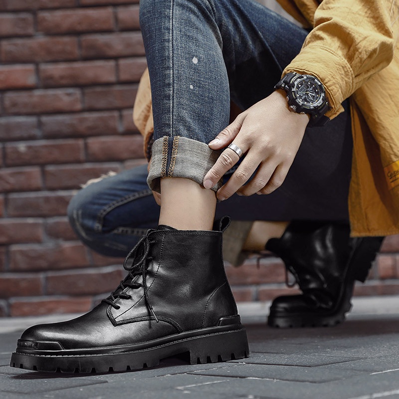 Giày bốt chelsea da cổ cao thời trang dành cho nam