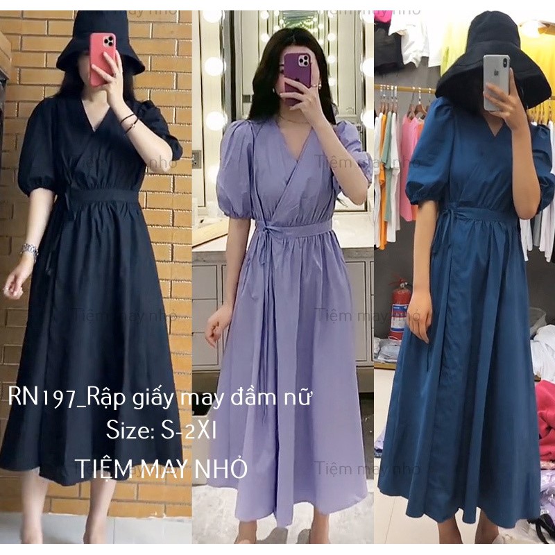 RN197_Rập giấy may đầm vạt chéo nữ