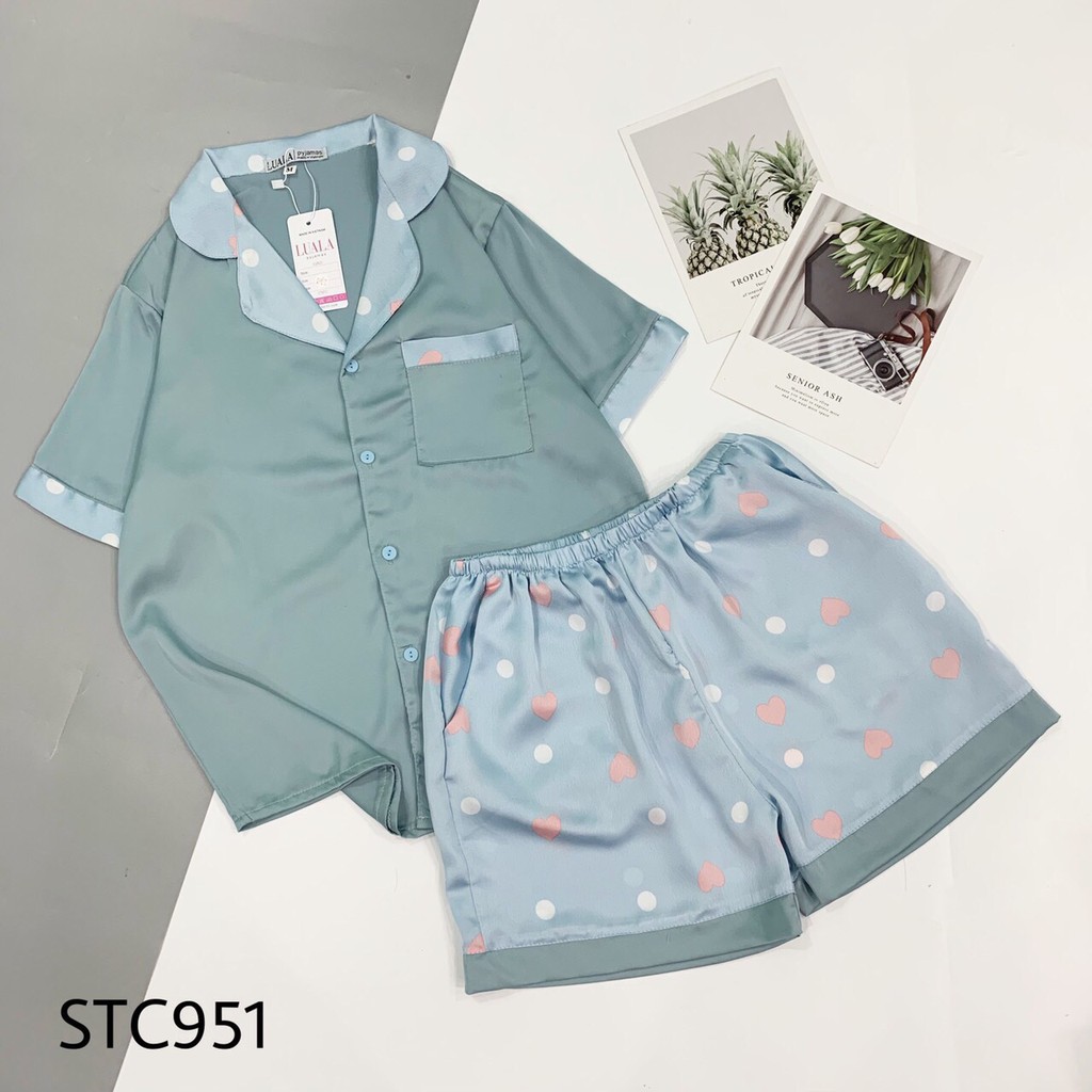 Bán Sỉ Lẻ SLL Pijama Lụa Satin Cao Cấp Mềm Mịn Thấm Hút Mồ Hôi - Bộ Mặc Nhà Cộc Đùi Thiết Kế Tay Dơi Xinh Xắn | BigBuy360 - bigbuy360.vn