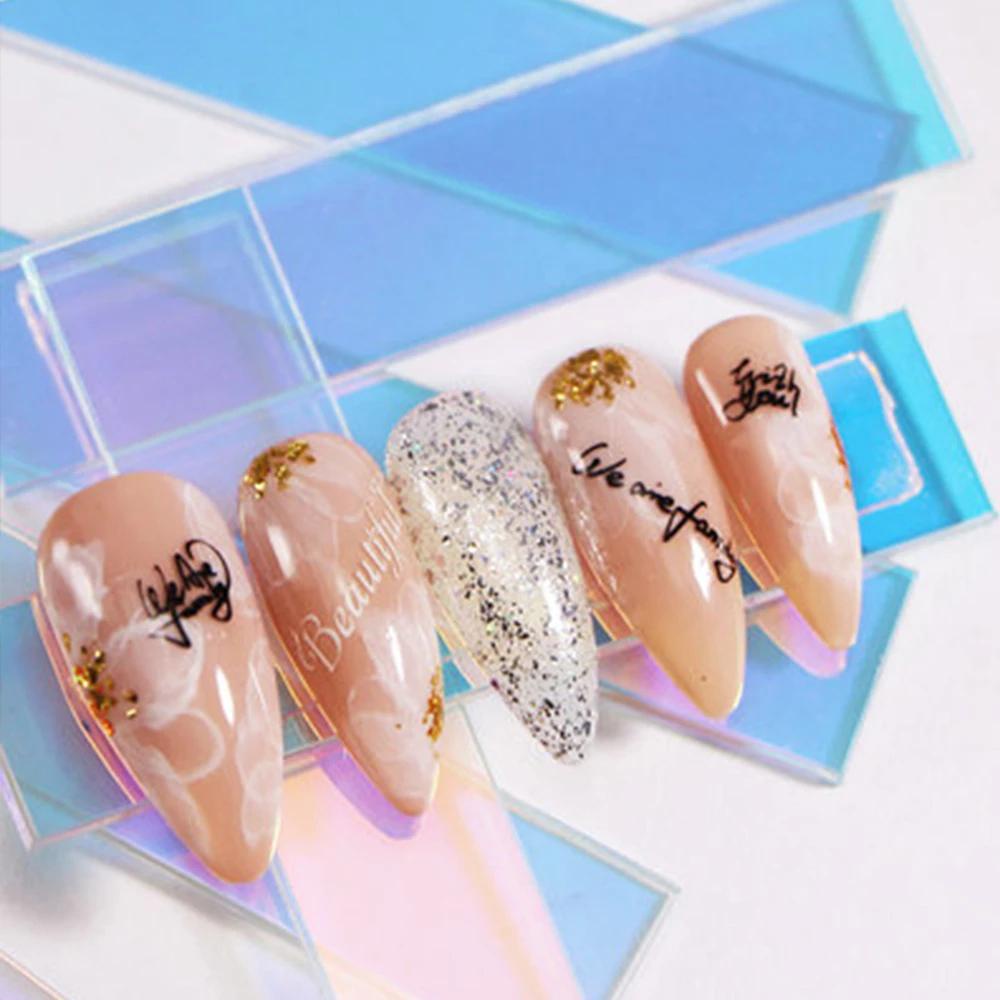 Set 5 Thẻ Nhựa Acrylic Trong Suốt Hình Chữ Nhật Trang Trí Móng Tay Cho Nữ Giá Đỡ