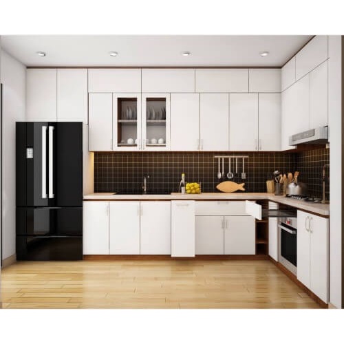 Tủ bếp gỗ công nghiệp dáng chữ L