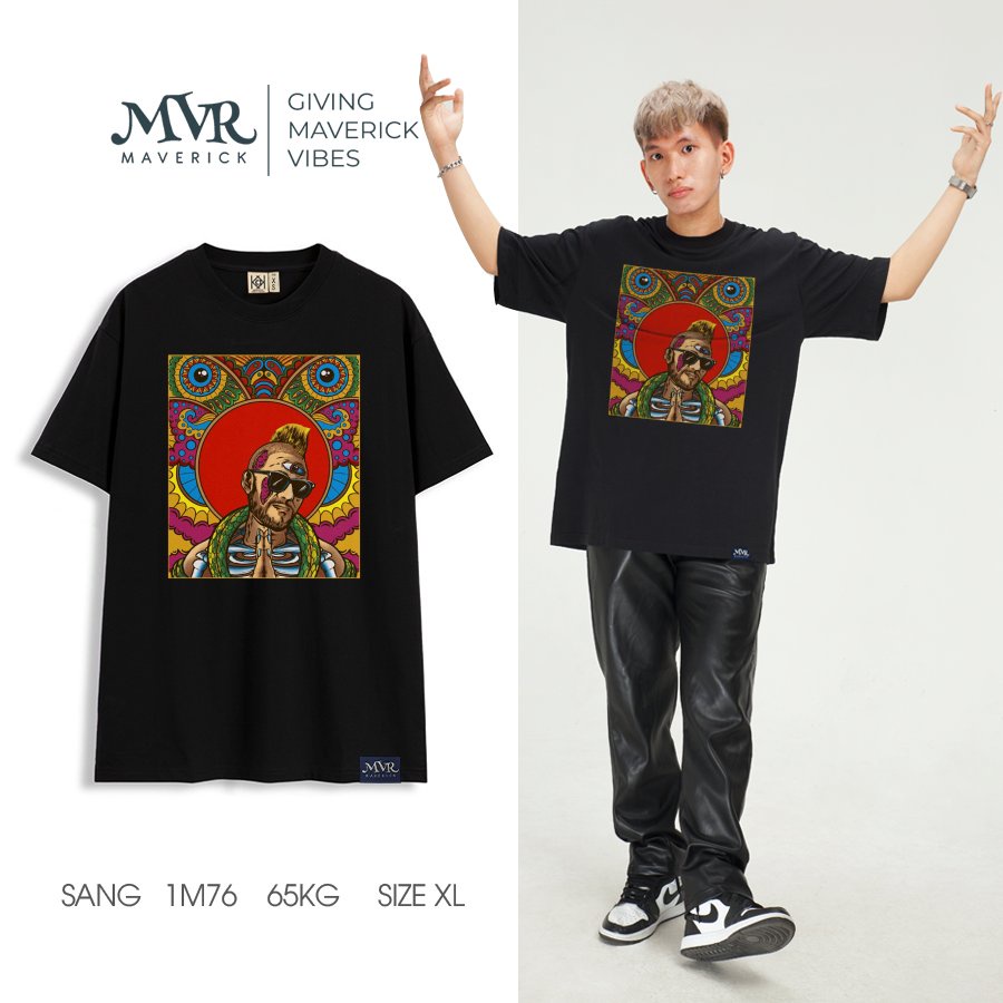 Áo thun nam phông nữ con mắt chắp tay cực ngầu màu sắc tay lỡ MVR size rộng tee Mỹ BB4338