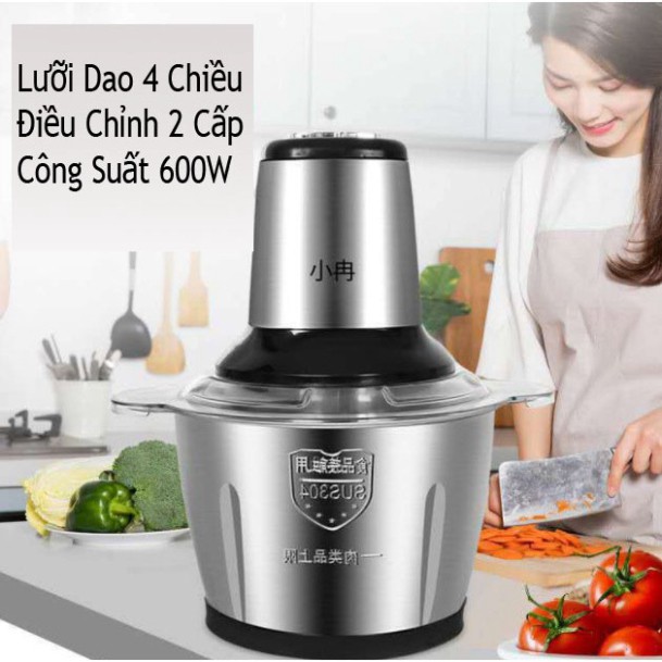 Cối Xay Thịt Cối Inox 4 Lưỡi Đa Năng, Dung Tích 2L,3L [Hàng nội địa Trung]❎