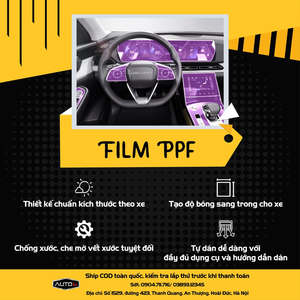 BEIJING X7: Film PPF dán BẢO VỆ TRỤ CỬA - AUTO6 - Chống xước, làm mờ đi các vết xước cũ,  giữ nguyên độ bóng cho xe...