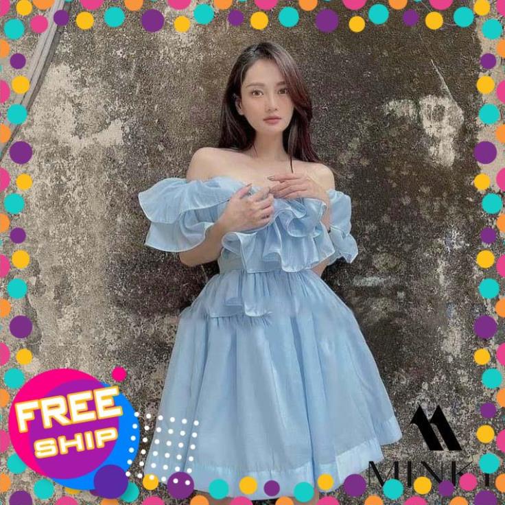 ĐẦM BÈO SIÊU BỒNG TRỄ VAI - CHẤT LIỆU CAO CẤP - MÀU XANH THIÊN THANH / HỒNG NUDE / TRẮNG