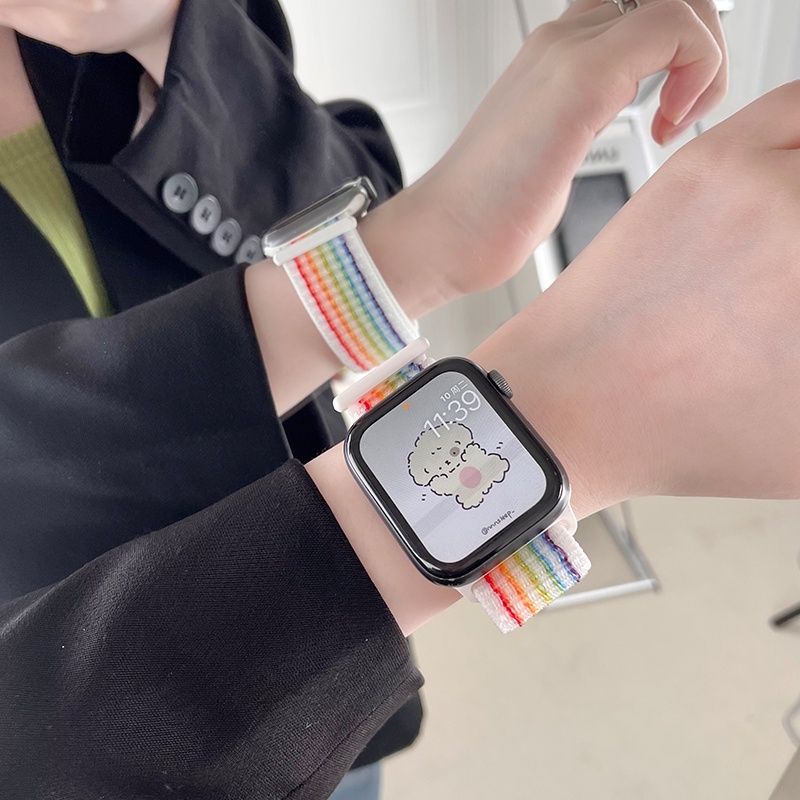 Dây Đeo Thể Thao Co Giãn 45mm 41mm 44mm 40mm 38mm 42mm Cho iWatch serie 7 6 5 4 SE 3 2 1